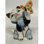 A LORNA BAILEY HAND PAINTED AND SIGNED CAT BUTTERFLY