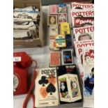 ELEVEN VINTAGE PACKS OF PLAYING CARDS AND FOUR BRIDGE BOOKS