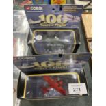 TWO BOXED CORGI 100 YEARS OF FLIGHT PLANES TO INCLUDE A LOCKHEED VEGA 68 AND A FOKKER DR1