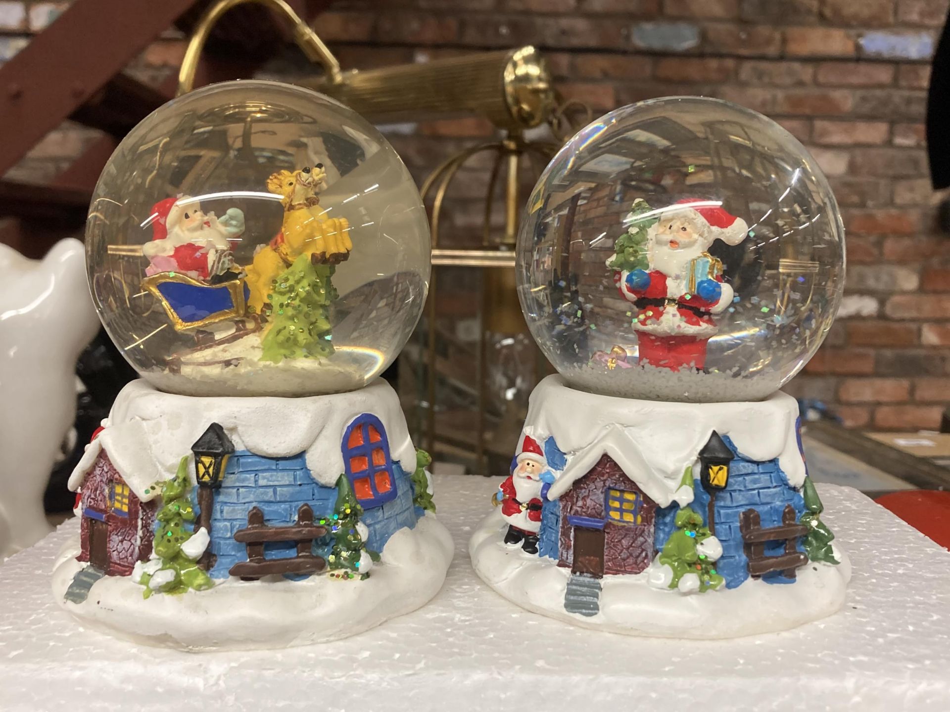 TWO CHRISTMAS SNOW GLOBES