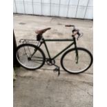 A VINTAGE GENTS BIKE WITH LEATHER SEAT