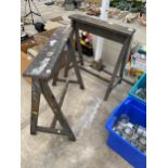 A PAIR OF VINTAGE WOODEN BUILDER TRESTLES