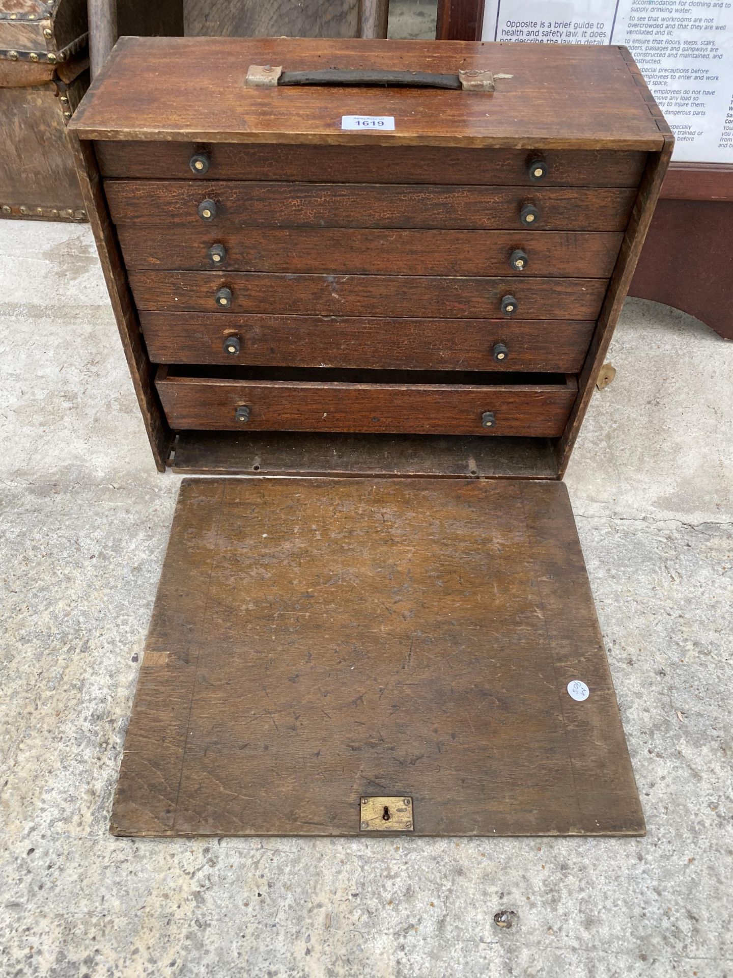 A VINTAGE SIX DRAWER WOODEN ENGINEERS CHEST