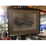 A FRAMED PRINT OF NETHER ALDERLEY MILL