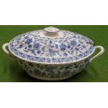 A MINTONS SHALIMAR BLUE AND WHITE LIDDED TUREEN (SECONDS)