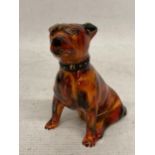 AN ANITA HARRIS HAND PAINTED AND SIGNED IN GOLD STAFFY DOG FIGURE