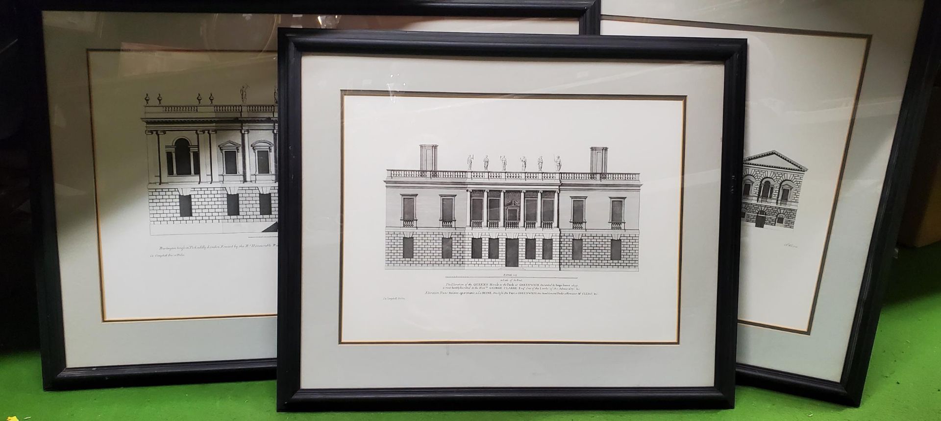 A GROUP OF THREE FRAMED ARCHITECTURAL PRINTS