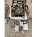 A LARGE ASSORTMENT OF HARDWARE TO INCLUDE WALL BRACKETS AND SCREW CAPS ETC
