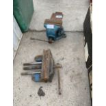 A BENCH VICE AND A WOOD VICE TO INCLUDE A WHITMORE