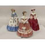 THREE ROYAL WORCESTER FIGURINES FROM THE FASIONABLE VICTORIANS COLLECTION "LADY HANNAH" LIMITED