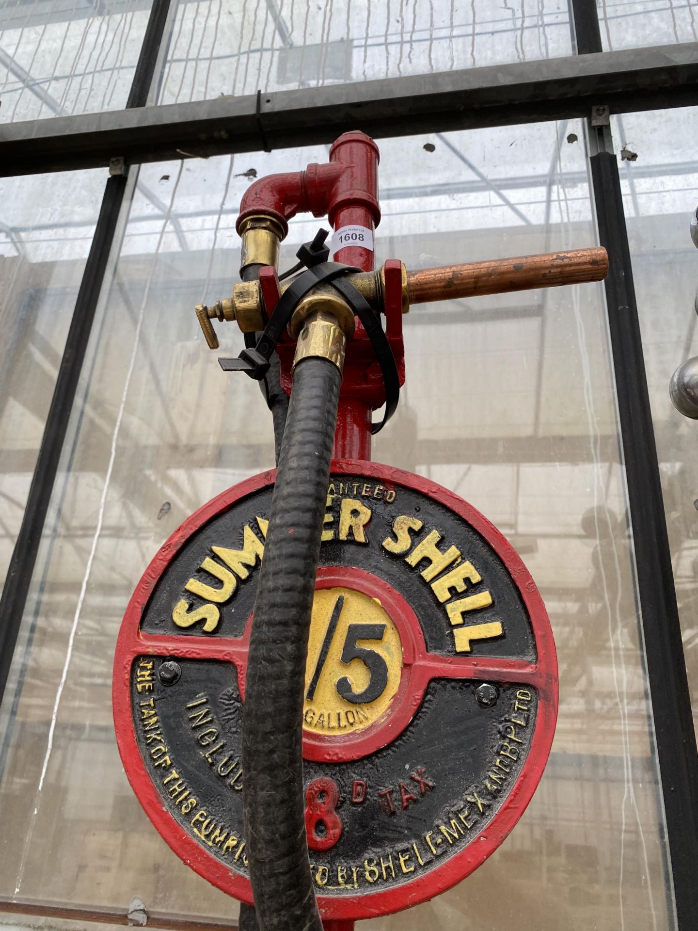 A SHELL PETROL PUMP WITH BRASS NOZZLE - Image 5 of 6