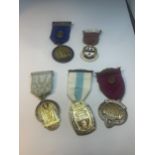 FIVE VARIOUS MASONIC MEDALS WITH RIBBONS