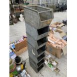 SEVEN GALVANISED LIN BIN STYLE STORAGE BOXES