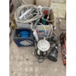 A LARGE QUANTITY OF EXTENSION LEADS AND WORK LIGHTS ETC