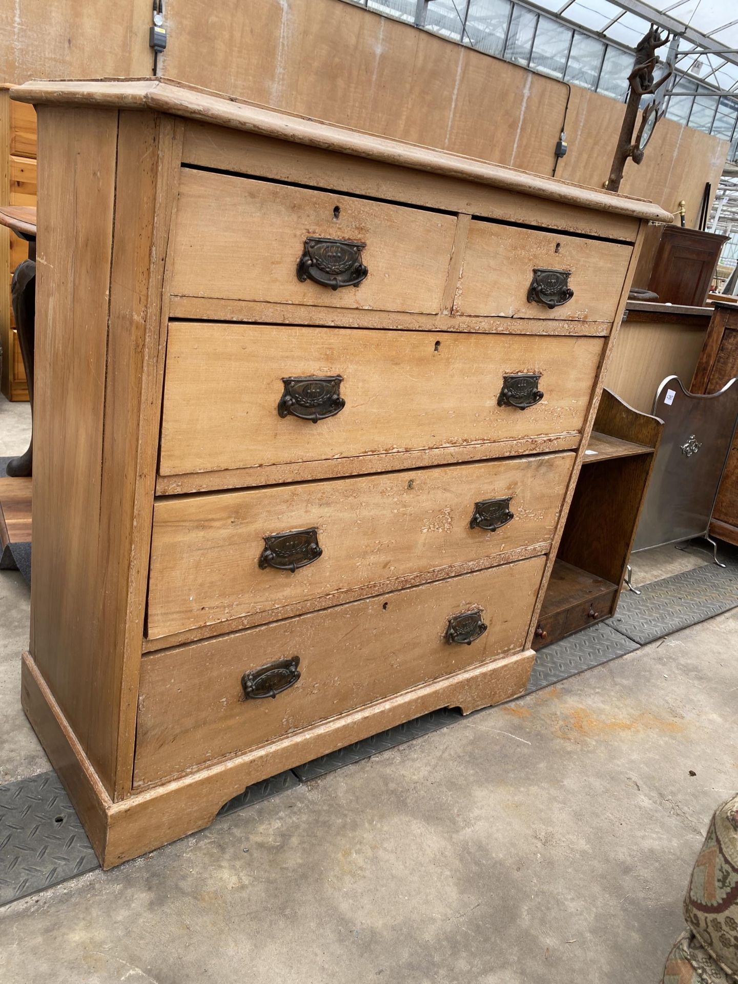 A VICTORIAN SATINWOOD CHEST OF TWO SHORT AND THREE LONG DRAWERS, 36" WIDE - Image 2 of 4