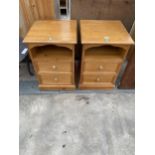 A PAIR OF MODERN PINE BEDSIDE CHESTS