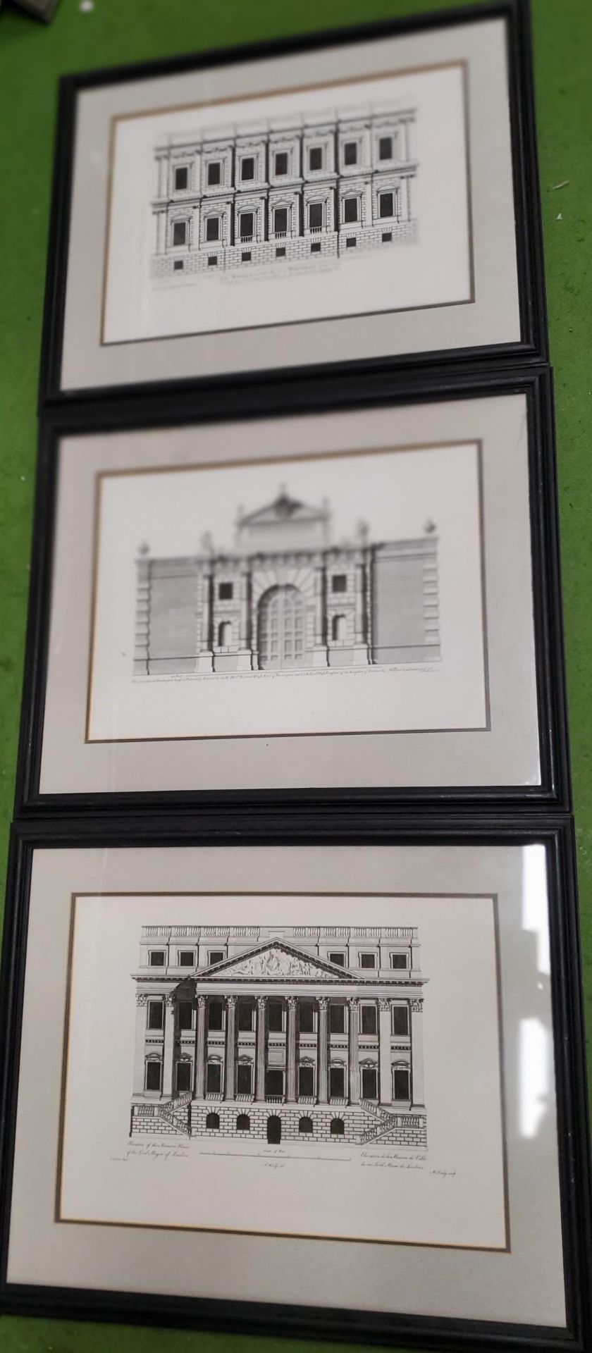 A GROUP OF THREE FRAMED ARCHITECTURAL PRINTS