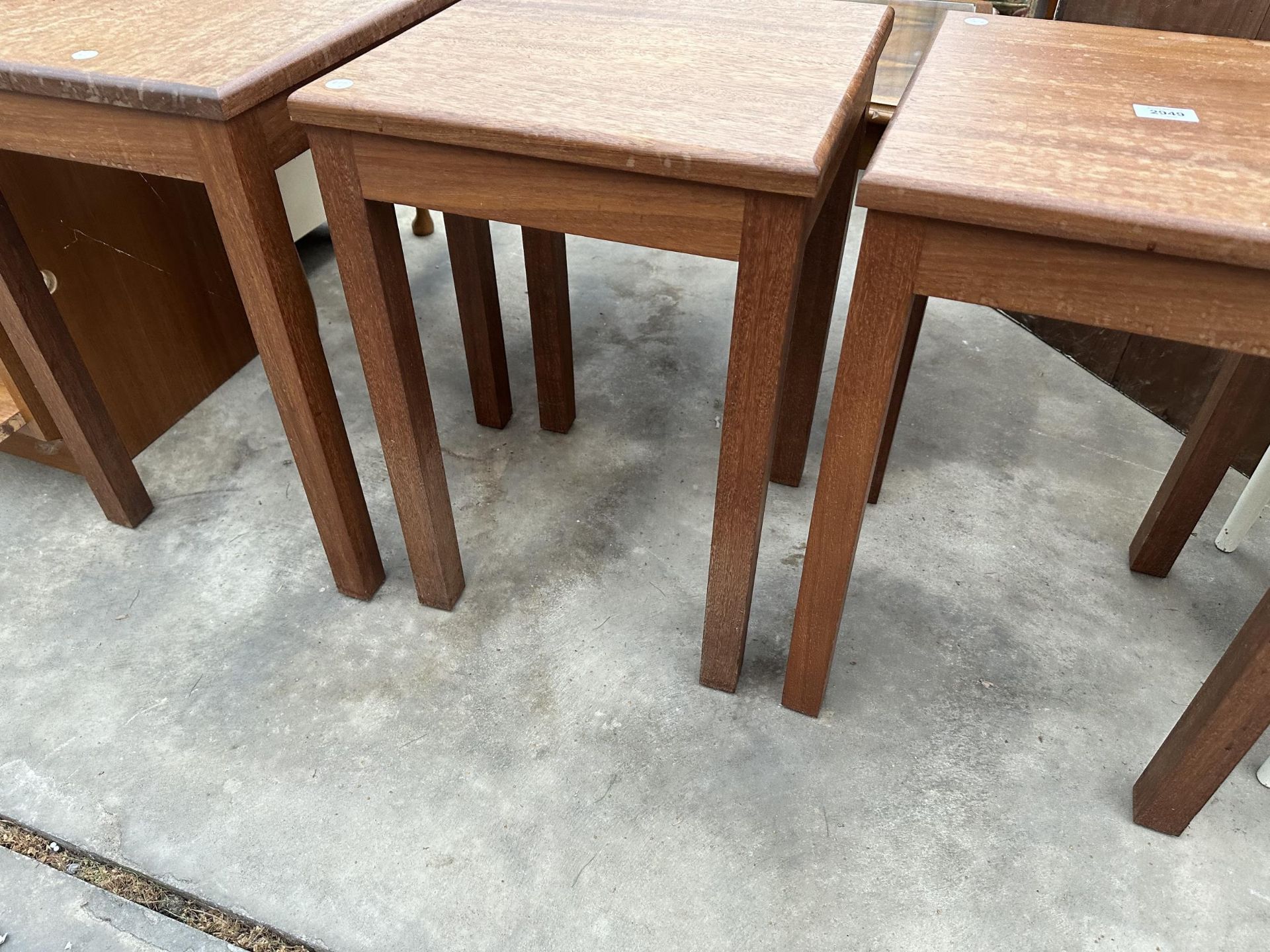 THREE MODERN HARDWOOD LAMP TABLES, 15" SQUARE EACH - Image 3 of 3