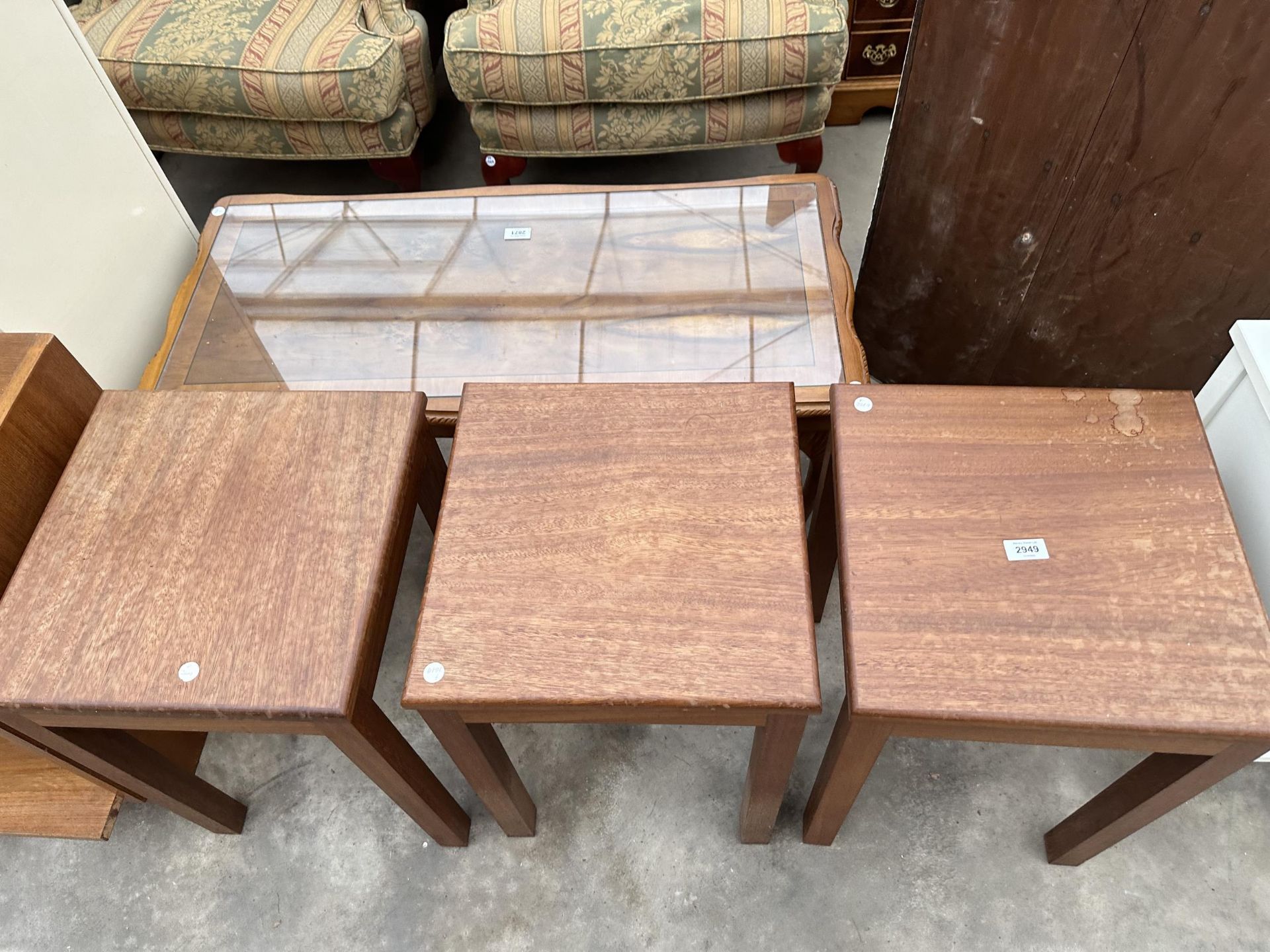 THREE MODERN HARDWOOD LAMP TABLES, 15" SQUARE EACH - Image 2 of 3