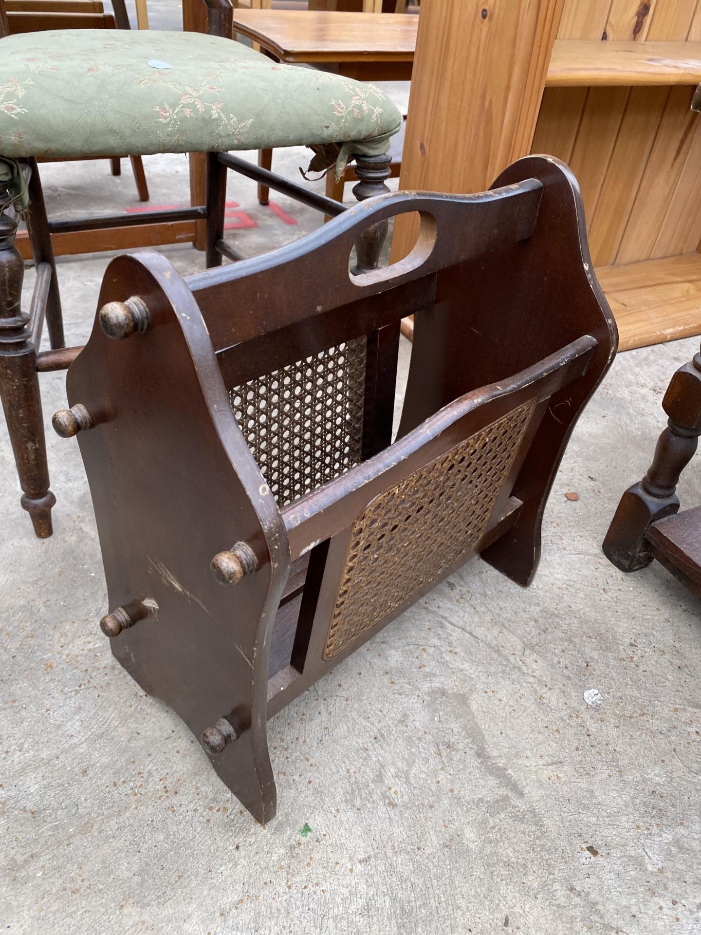 A VICTORIAN PARLOUR CHAIR AND MAGAZINE RACK - Image 2 of 3