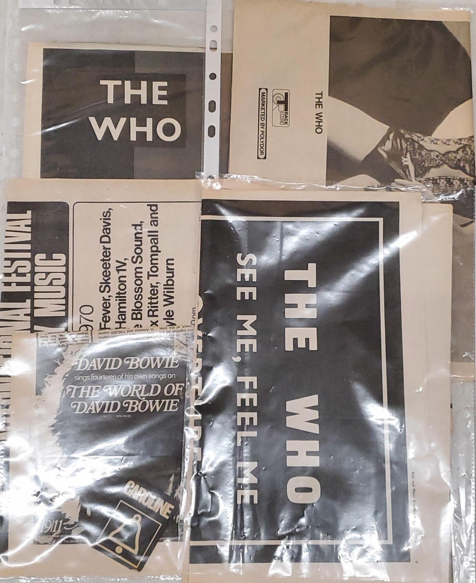 A GROUP OF MUSIC RELATED NEWSPAPER ENTRIES, DAVID BOWIE, THE WHO