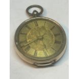 A 9CT GOLD LADIES OPEN FACED POCKET WATCH GROSS WEIGHT 30.63 GRAMS