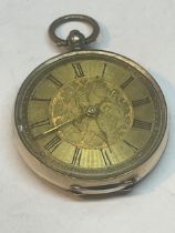 A 9CT GOLD LADIES OPEN FACED POCKET WATCH GROSS WEIGHT 30.63 GRAMS