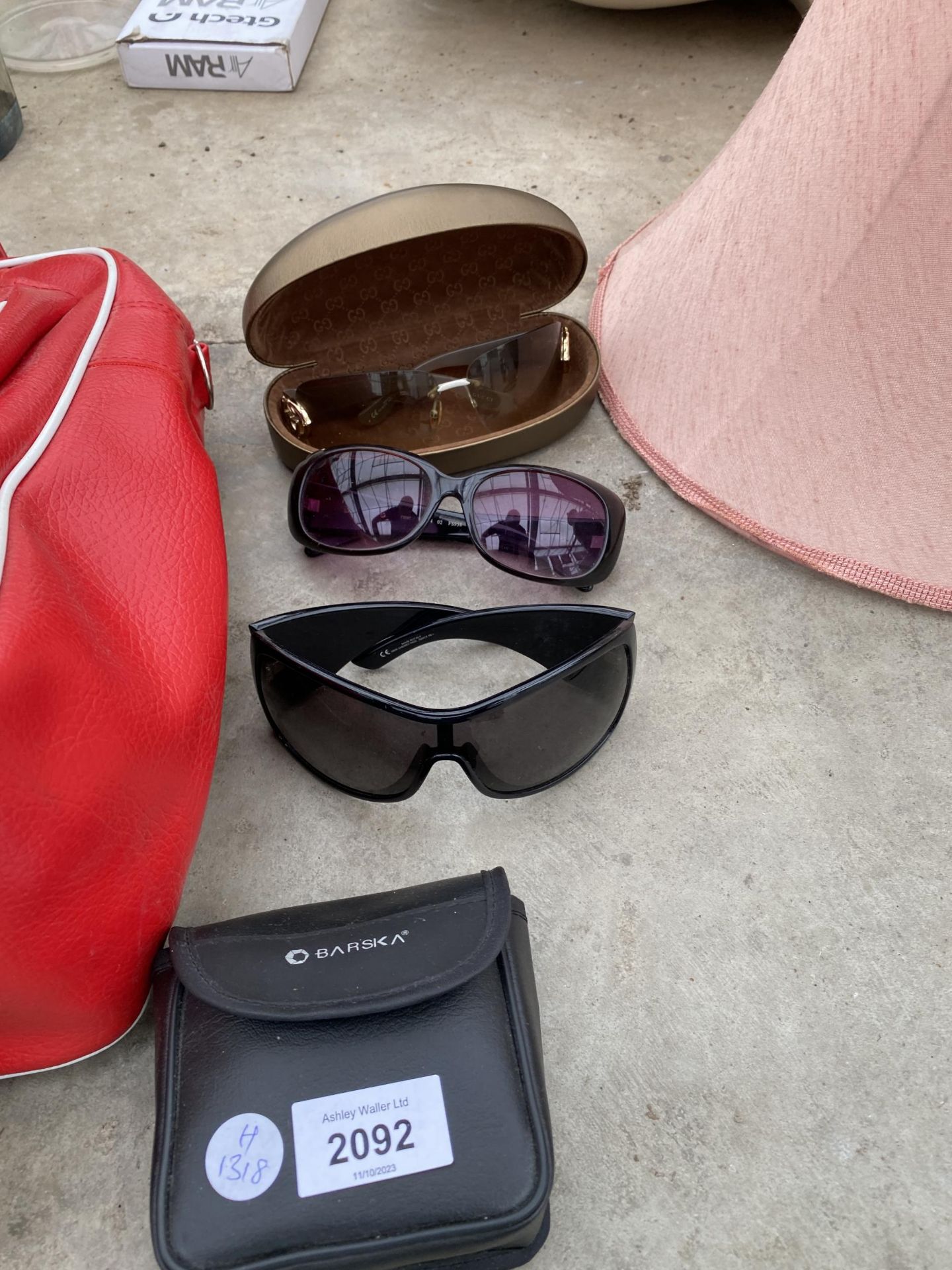 A RETRO SQUASH BAG, TWO PAIRS OF BINOCULARS AND THREE PAIRS OF SUN GLASSES - Image 2 of 2