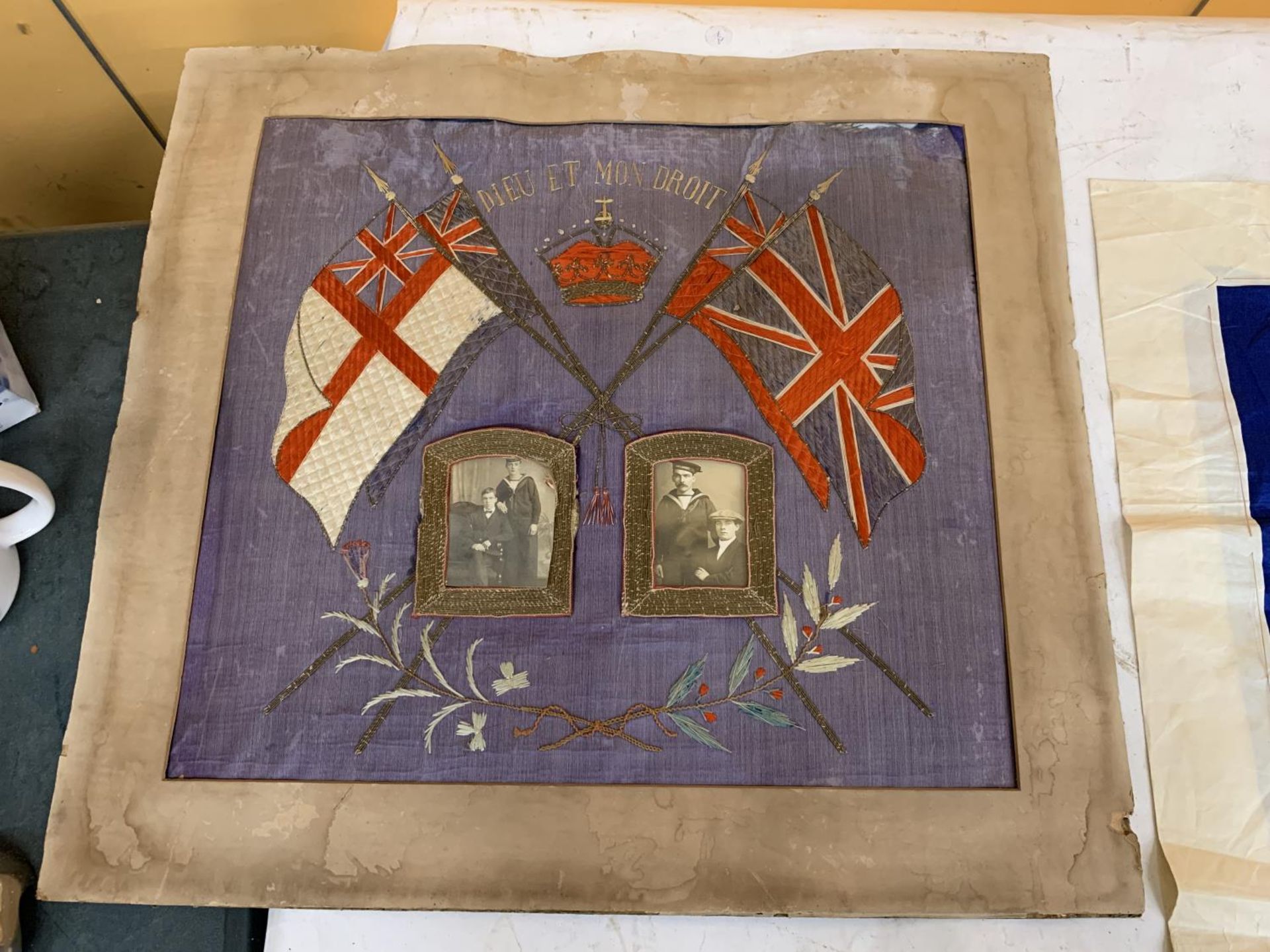 A WORLD WAR I EMBROIDERED SILK