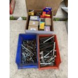 AN ASSORTMENT OF HARDWARE TO INCLUDE SCREWS AND BOLTS ETC