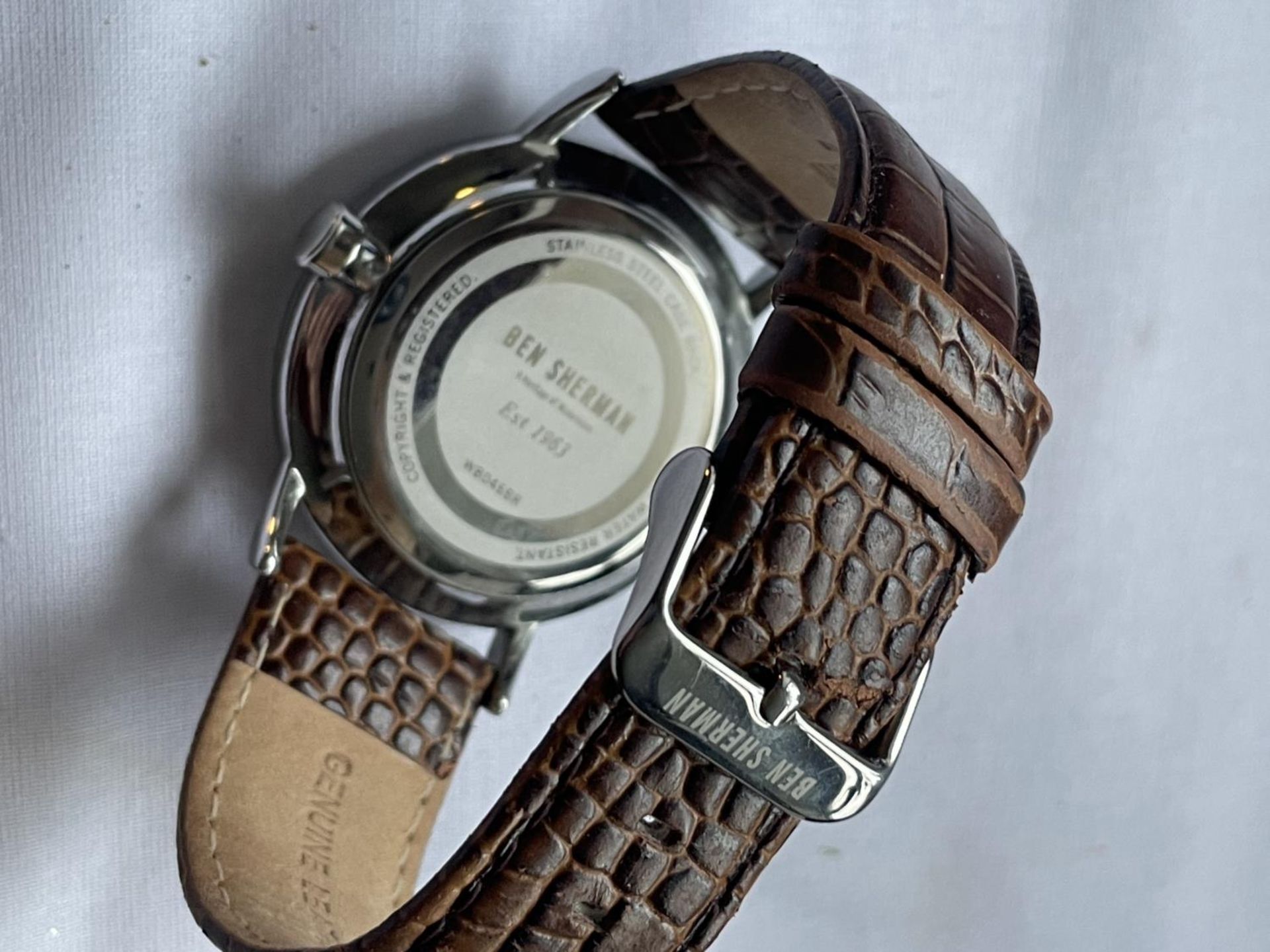 A BEN SHERMAN WRIST WATCH SEEN WORKING BUT NO WARRANTY - Image 3 of 3