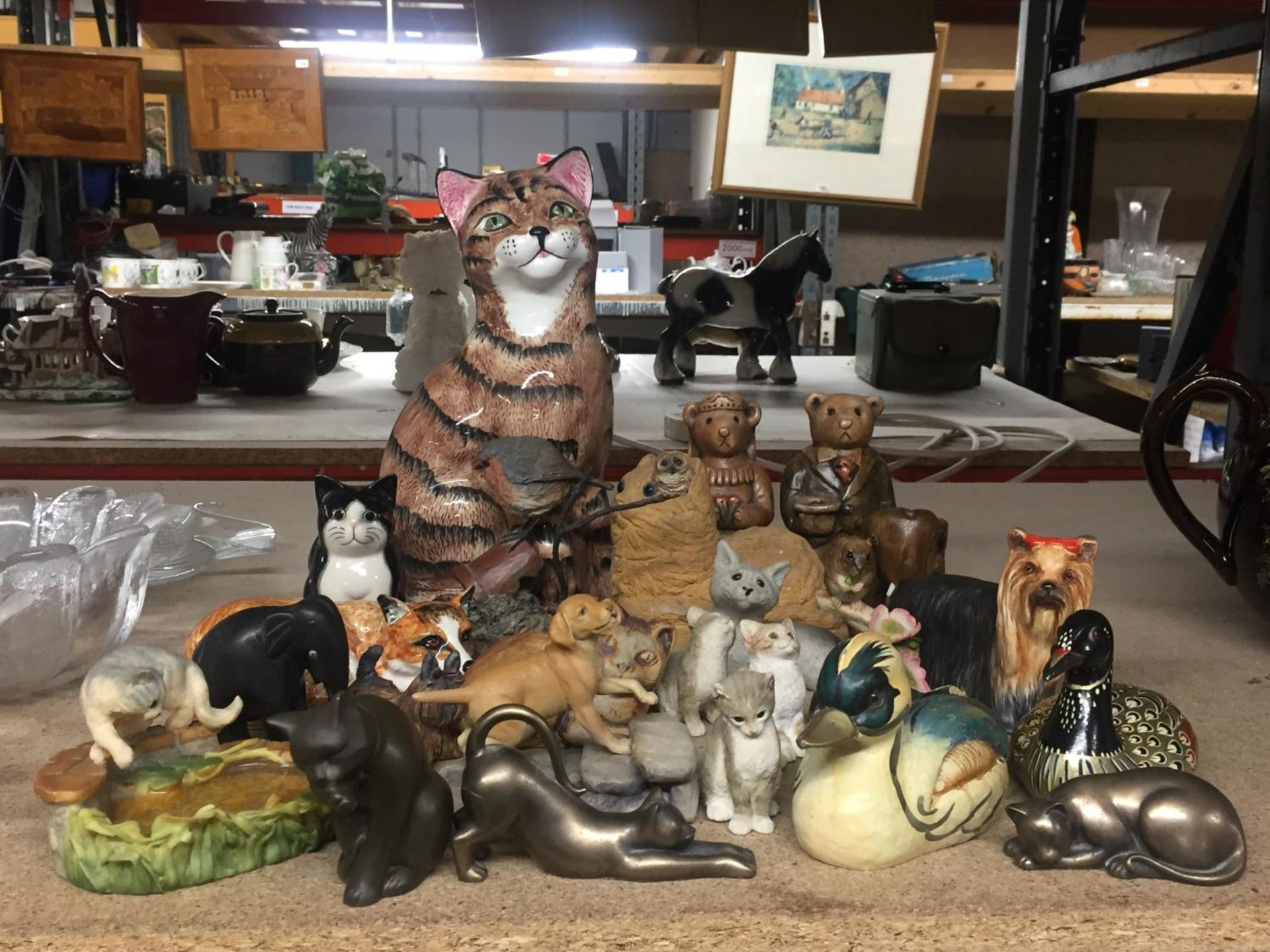 A LARGE COLLECTION OF ANIMAL FIGURES, MAINLY CATS