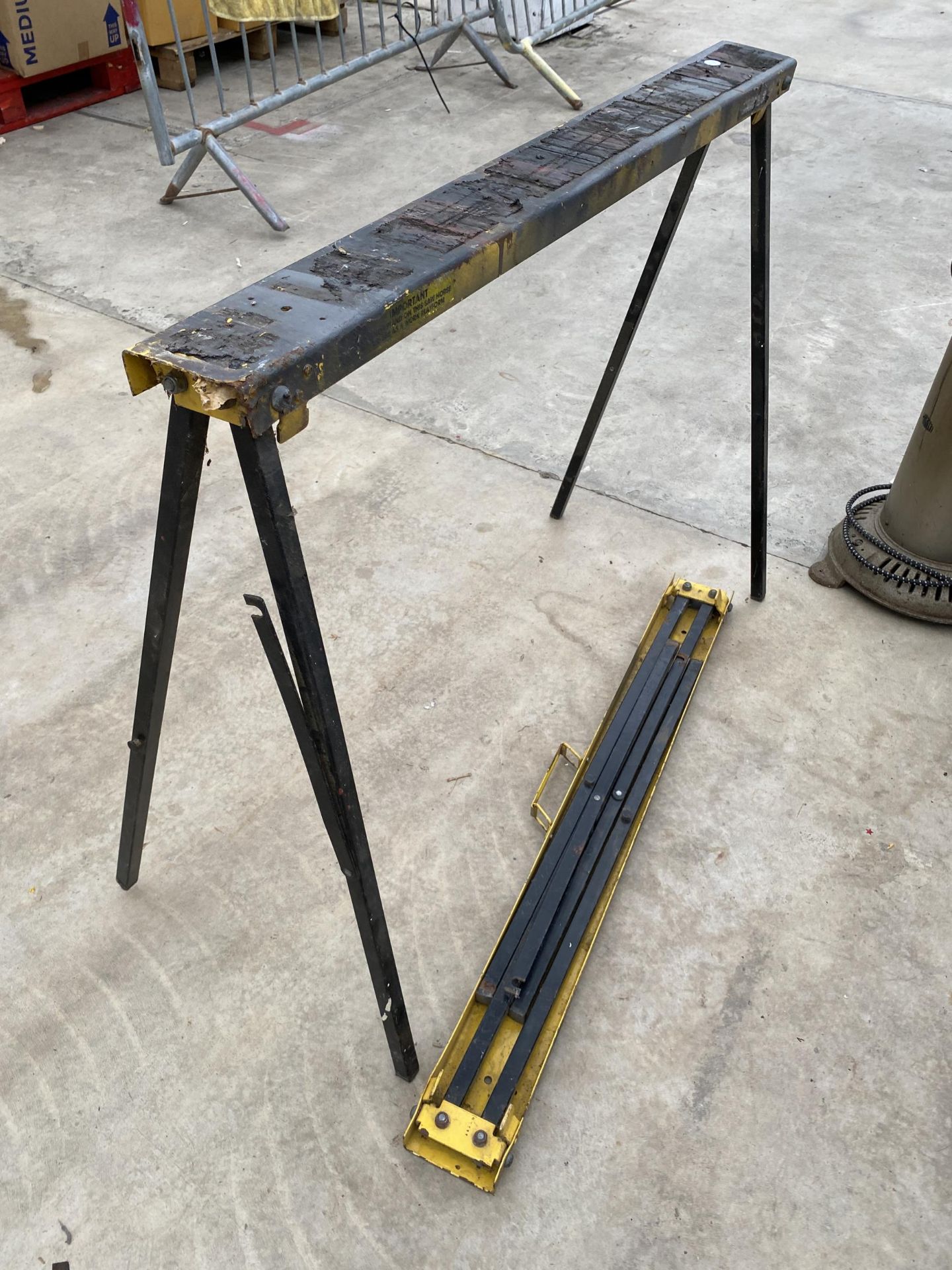 A PAIR OF CLARKE FOLDING METAL BUILDERS TRESTLE BASES - Image 2 of 2