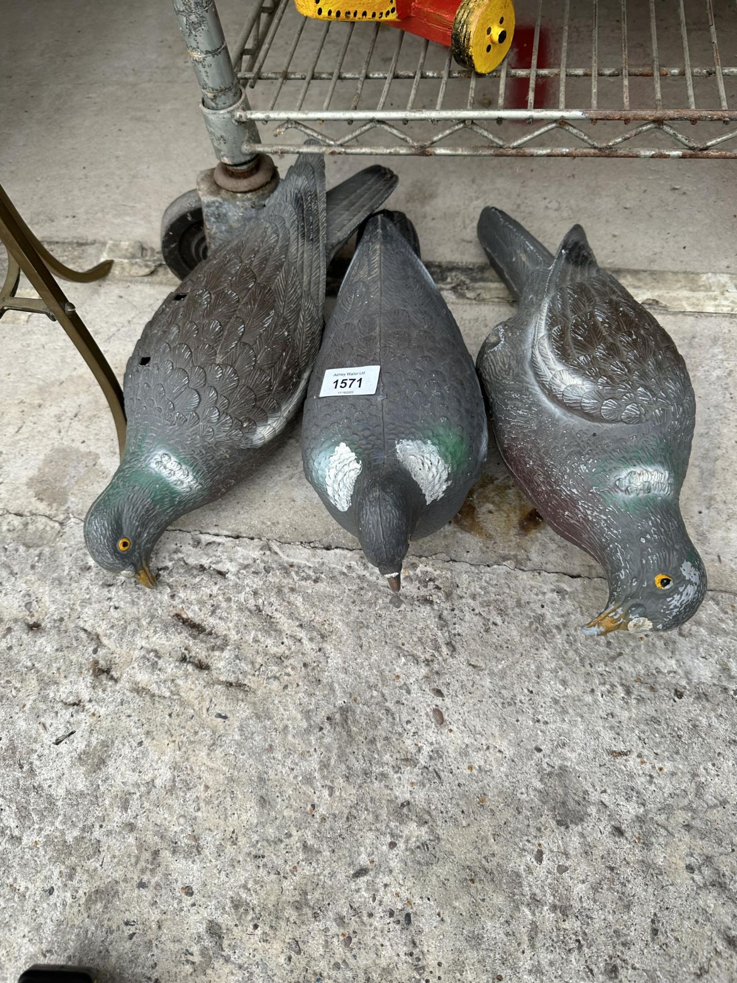 THREE PLASTIC WOOD PIGEON DECOYS