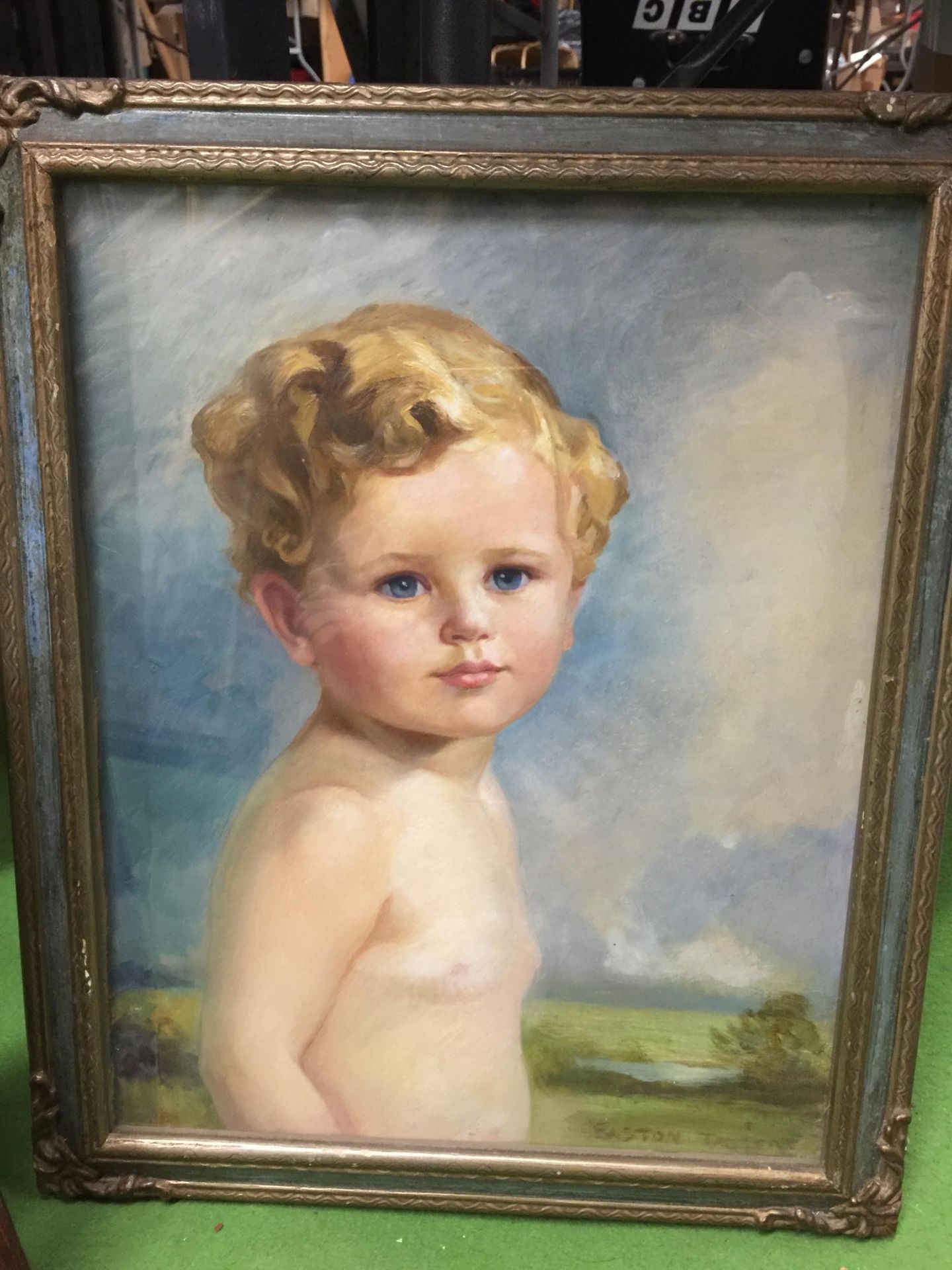 A GROUP OF FOUR FRAMED PICTURES, WATERCOLOUR OF A BOY, SIGNED EASTON TAYLOR, HIGHLAND OIL, DOGS ETC - Image 3 of 3