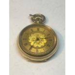 A 14CT GOLD LADIES OPEN FACED POCKET WATCH GROSS WEIGHT 40.20 GRAMS