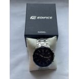 AN AS NEW AND BOXED CASIO EDIFICE WRIST WATCH SEEN WORKING BUT NO WARRANTY