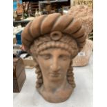 A TERRACOTTA CLASSICAL STYLE BUST, HEIGHT 30CM