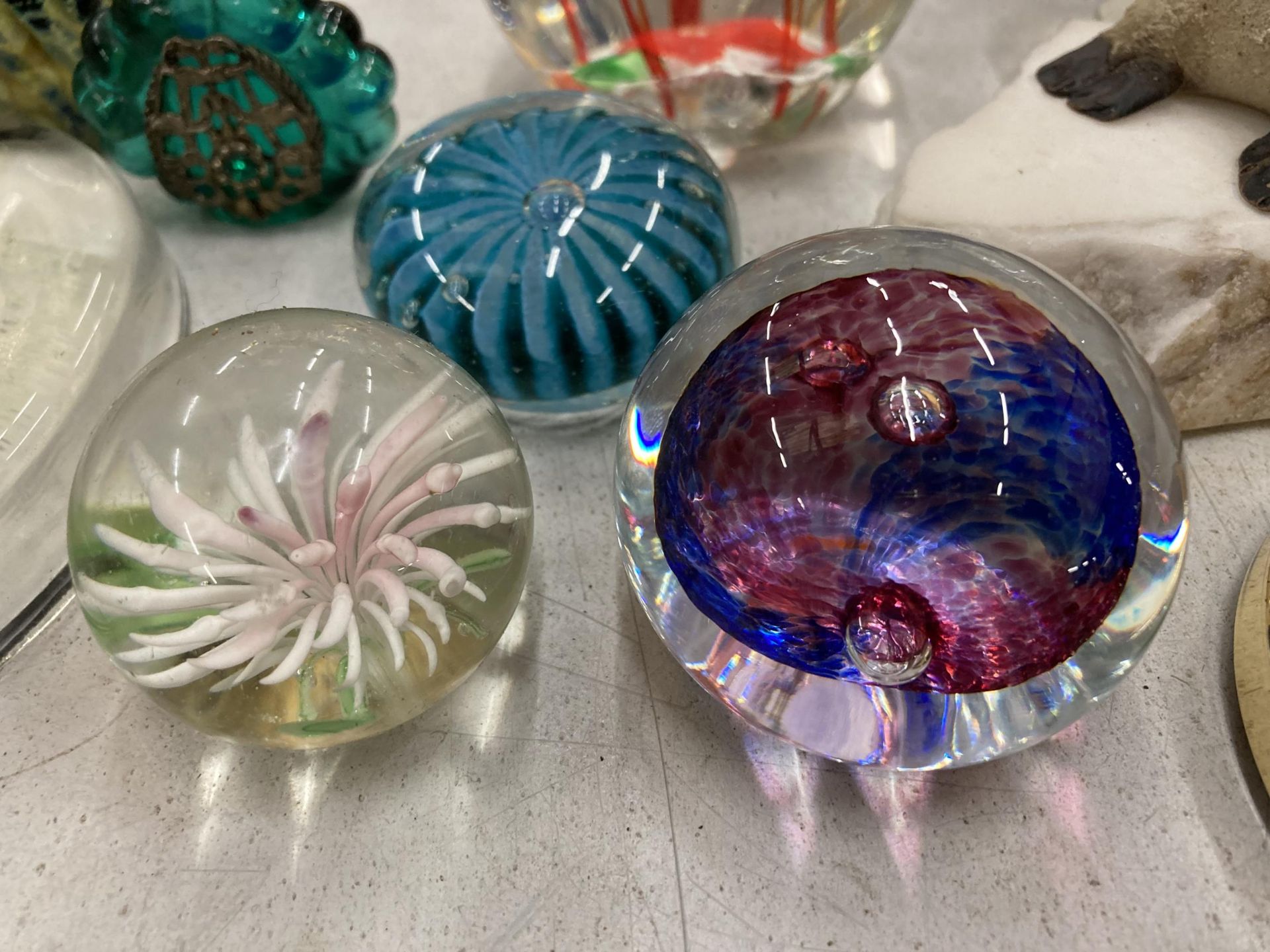 A LARGE QUANTITY OF GLASS PAPERWEIGHTS TO INCLUDE MILLEFIORI STYLE - Bild 6 aus 6