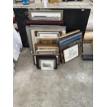 A LARGE ASSORTMENT OF FRAMED PRINTS AND PICTURES