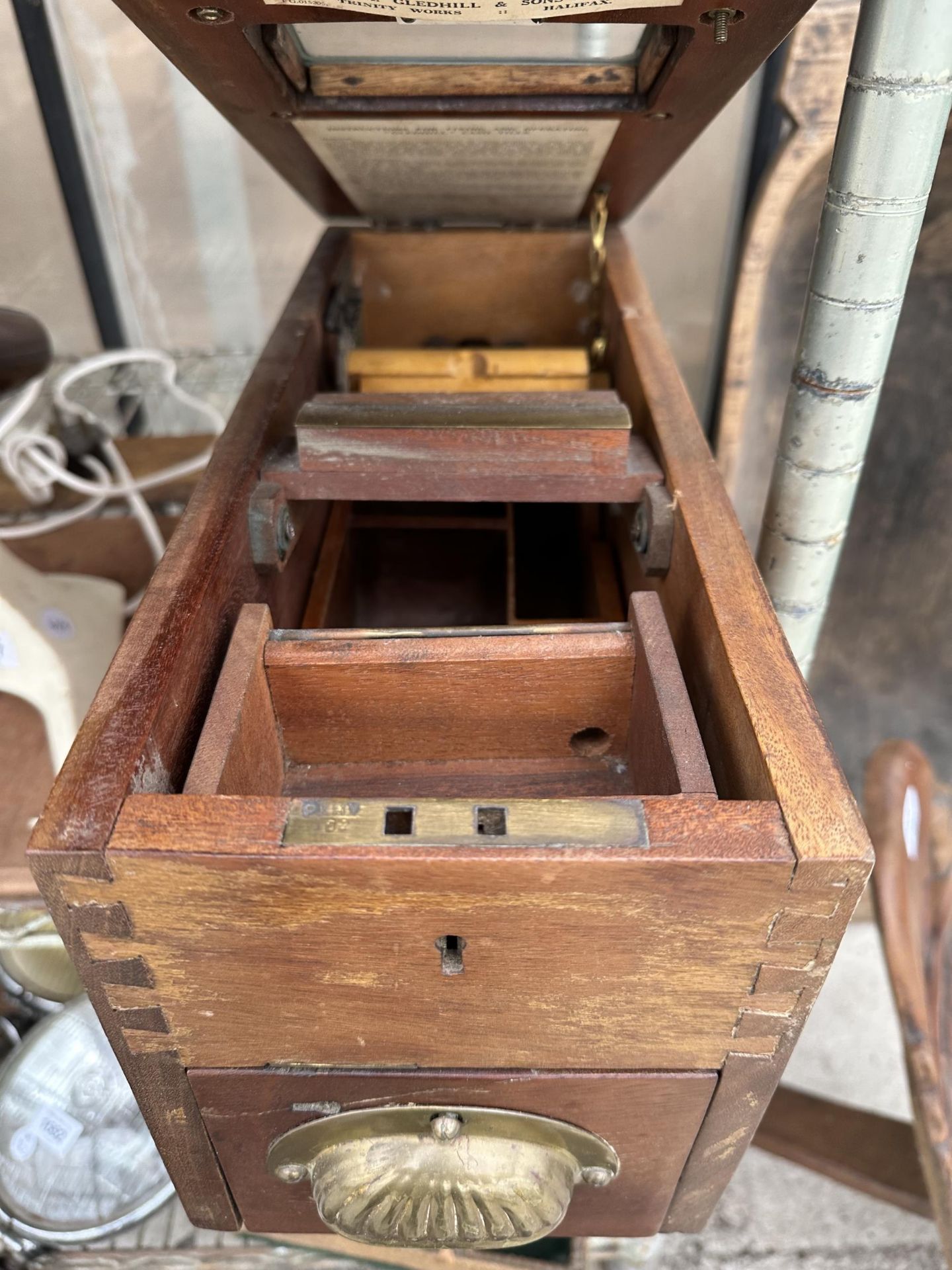 A VICTORIAN OAK 'GLEDHILL HALIFAX' CASH DRAWER WITH RECIEPT ROLLER - Image 2 of 3