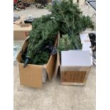 TWO ARTIFICIAL CHRISTMAS TREES