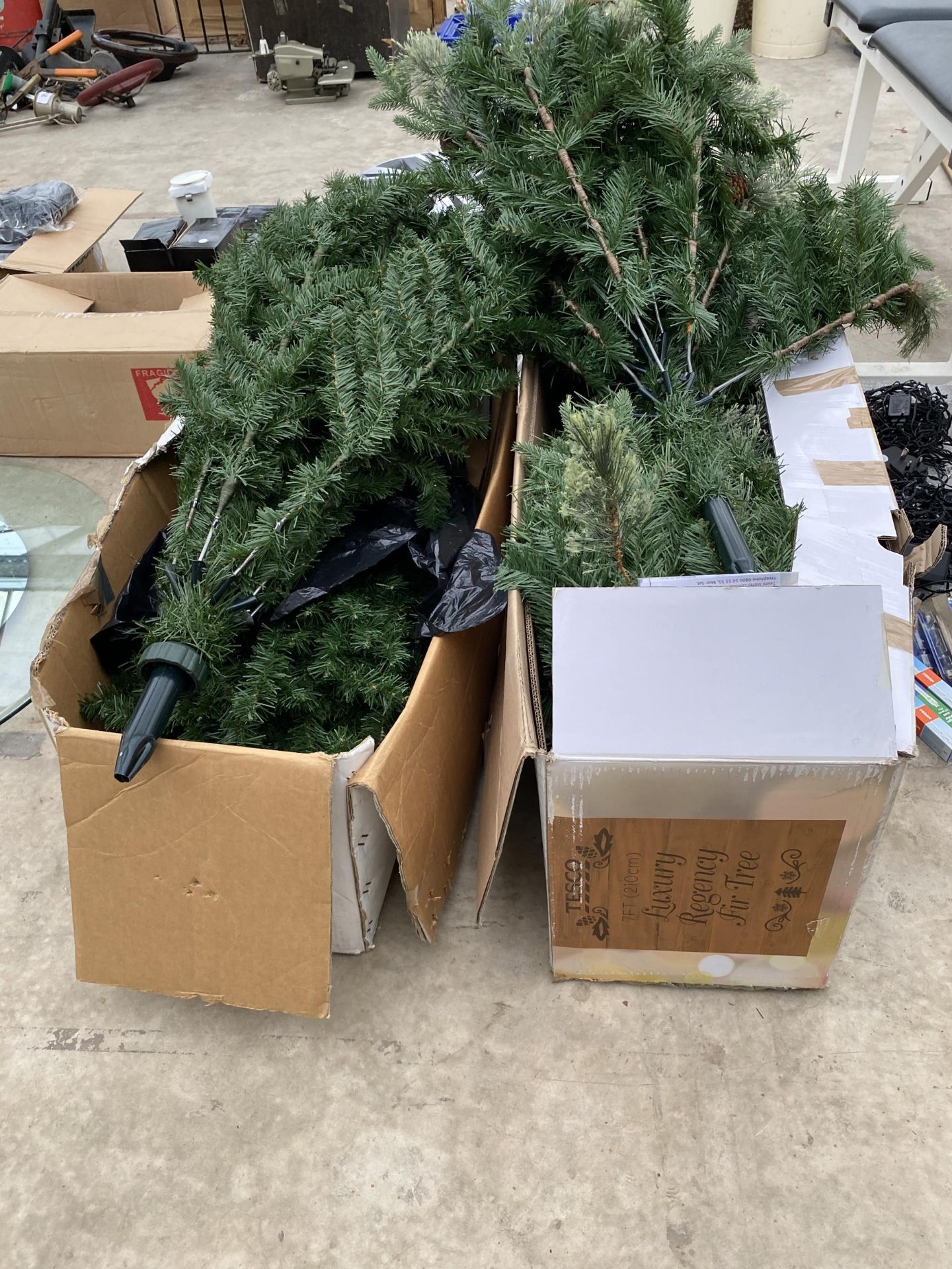 TWO ARTIFICIAL CHRISTMAS TREES