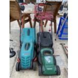 TWO ELECTRIC LAWN MOWERS TO INCLUDE A BOSCH ROTAK 32R