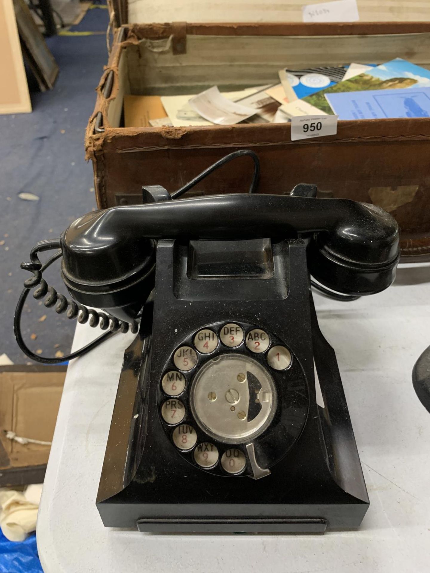 A VINTAGE BLACK BAKELITE TELEPHONE