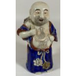 AN UNUSUAL 19TH CENTURY JAPANESE PORCELAIN HOTEI TEA CADDY FIGURE, HEIGHT 18CM