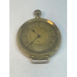 A 14CT GOLD LADIES OPEN FACED POCKET WATCH GROSS WEIGHT 32.37 GRAMS