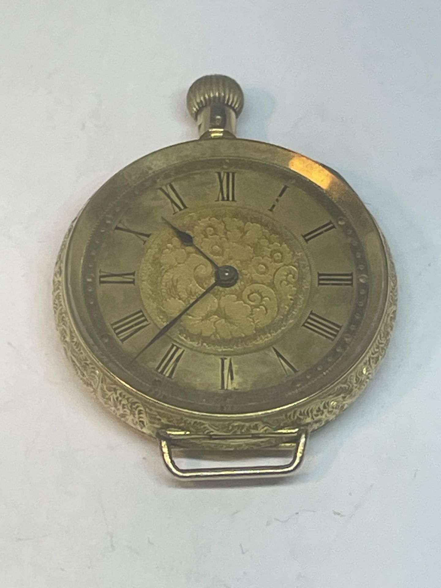 A 14CT GOLD LADIES OPEN FACED POCKET WATCH GROSS WEIGHT 32.37 GRAMS