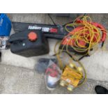 AN ASSORTMENT OF ITEMS TO INCLUDE A POWER DEVIL LEAF BLOWER AND A 110V TRANSFORMER ETC