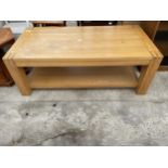 A MODERN OAK TWO TIER COFFEE TABLE, 47 X 23.5"